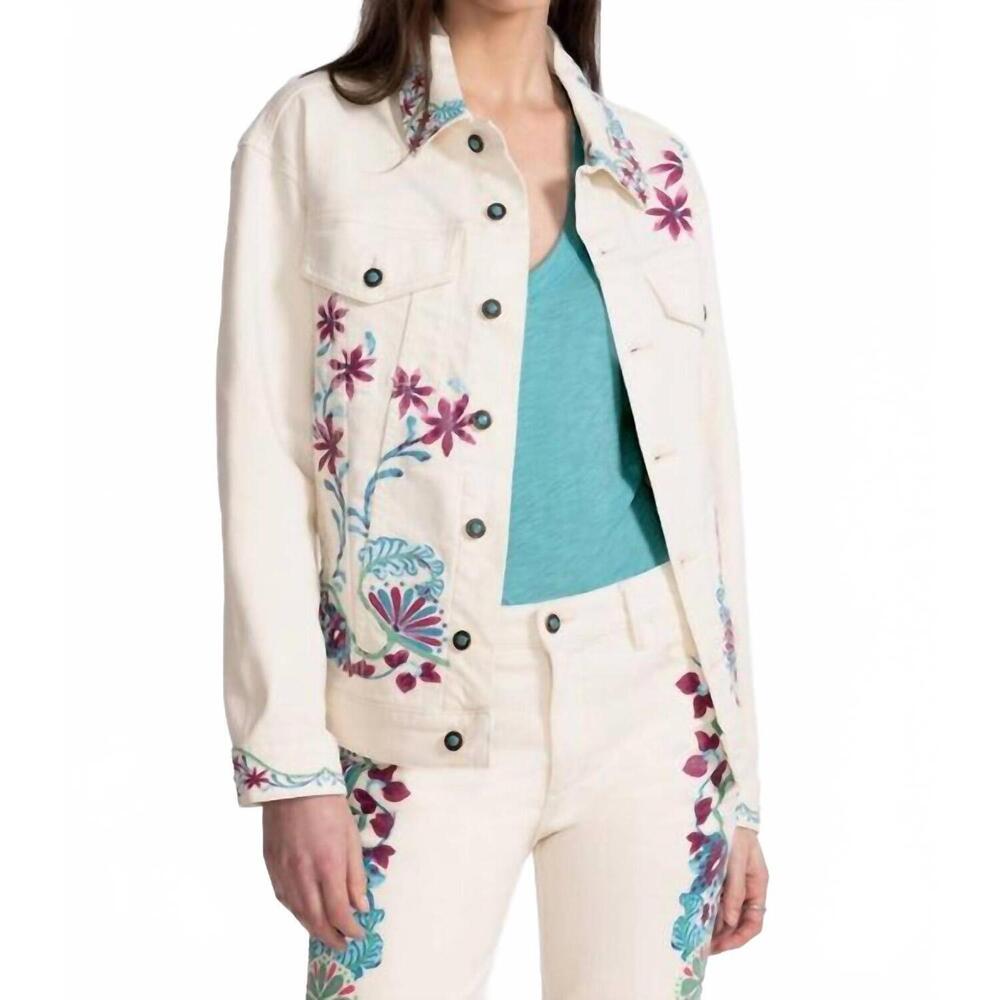 NEW JOHNNY WAS leilana classic denim jacket in cream
